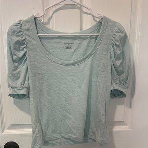 Anthropologie Women’s Light Blue Puff Sleeve Top